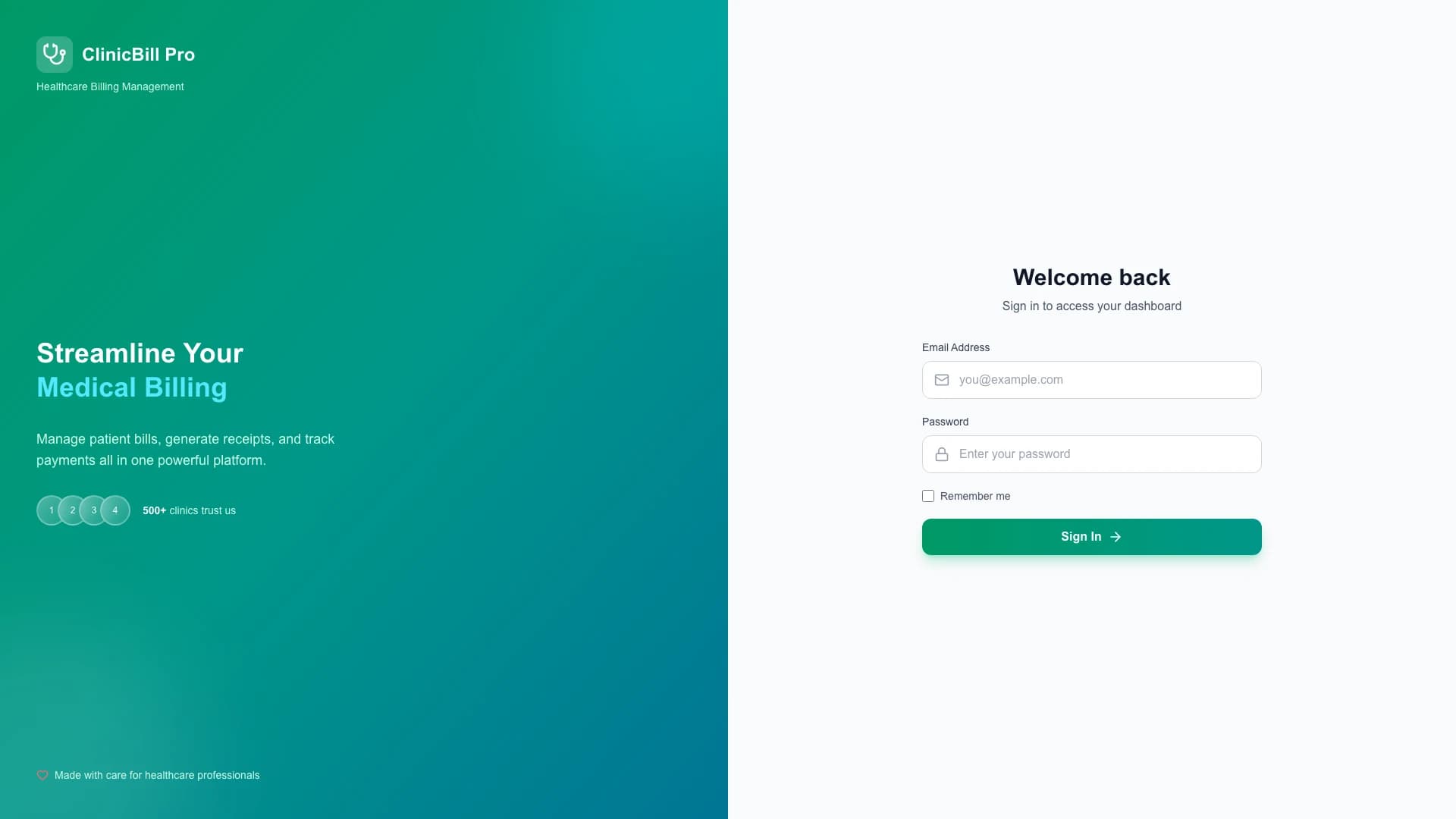 Clinic Bill Pro Login