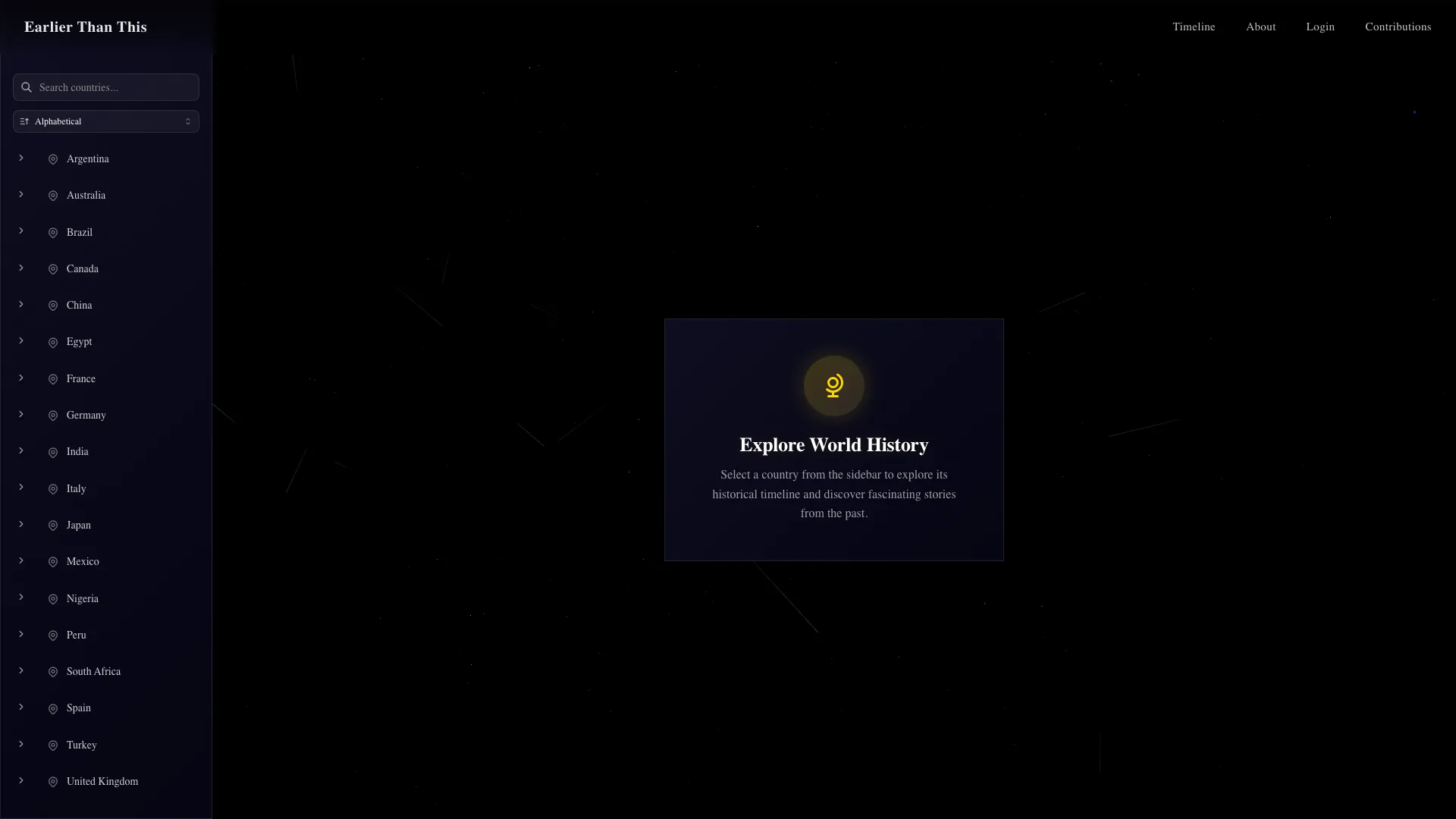 Country Timeline View